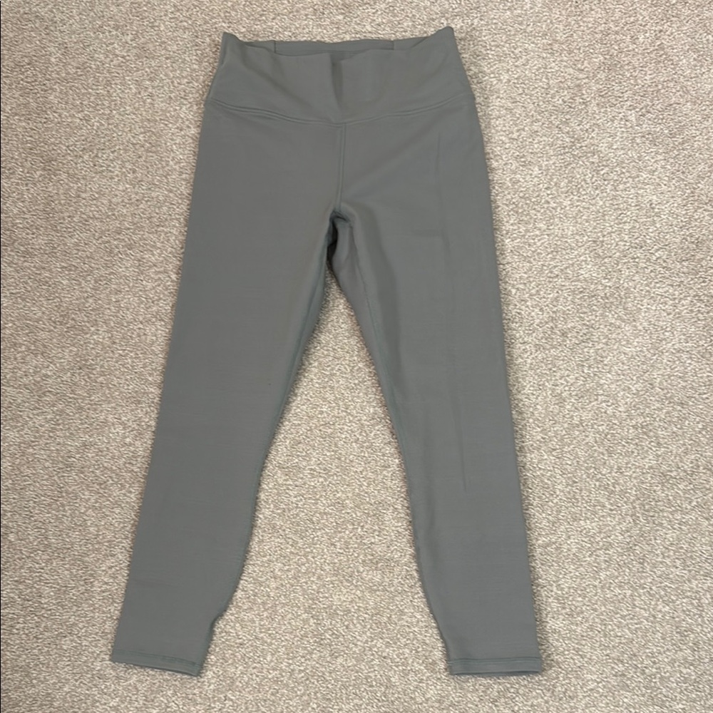 Fabletics Gray and Green Leggings High-Rise Stretchy Fit